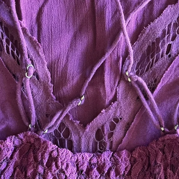 Free People FP One Purple Crochet Lace Maxi Dress Boho Festival Small - Picture 7 of 10